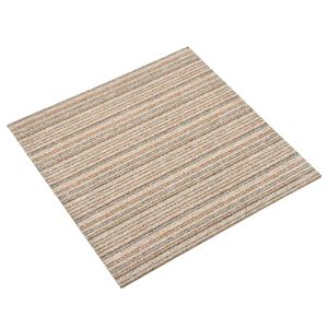 vidaXL Koberec 20 pcs Pruhovan&aacute; b&eacute;žov&aacute; 50 x 50 cm 100% polypropyl&eacute;n