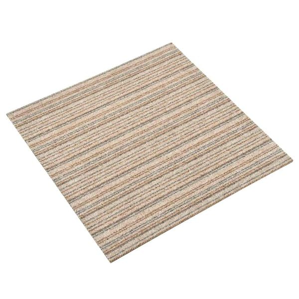 vidaXL Koberec 20 pcs Pruhovan&aacute; b&eacute;žov&aacute; 50 x 50 cm 100% polypropyl&eacute;n