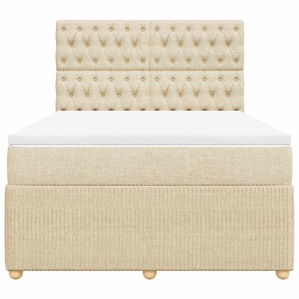 vidaXL Posteľn&yacute; r&aacute;m boxspring s matracom kr&eacute;mov&yacute; 160x200 cm l&aacute;tka