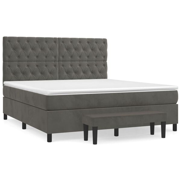 vidaXL Posteľn&yacute; r&aacute;m boxspring s matracom tmavosiv&yacute; 160x200 cm zamat