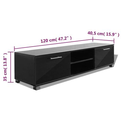 vidaXL TV skrinka, lesklá čierna 120x40,5x35 cm