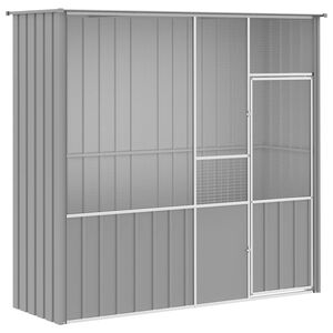 vidaXL Klietka pre vt&aacute;ky siv&aacute; 215x78x200 cm pozinkovan&aacute; oceľ