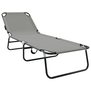 vidaXL Skladac&iacute; leh&aacute;tko Siv&aacute; 188 x 57 x 86,5 cm Polyester