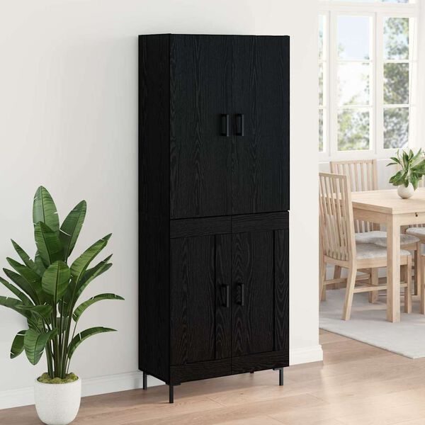 vidaXL Highboard Čierny dub 69,5 x 34 x 180 cm Kompozitn&eacute; drevo
