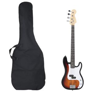 vidaXL Elektr. basgitara pre začiatočn&iacute;ka s ta&scaron;kou hnedo-biela 4/4 46"
