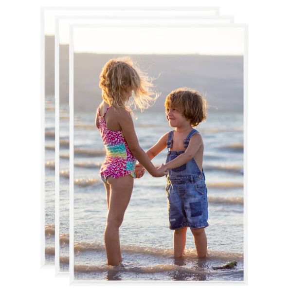 vidaXL Fotorámiky na stenu alebo stôl 3 ks biela 21x29,7 cm MDF