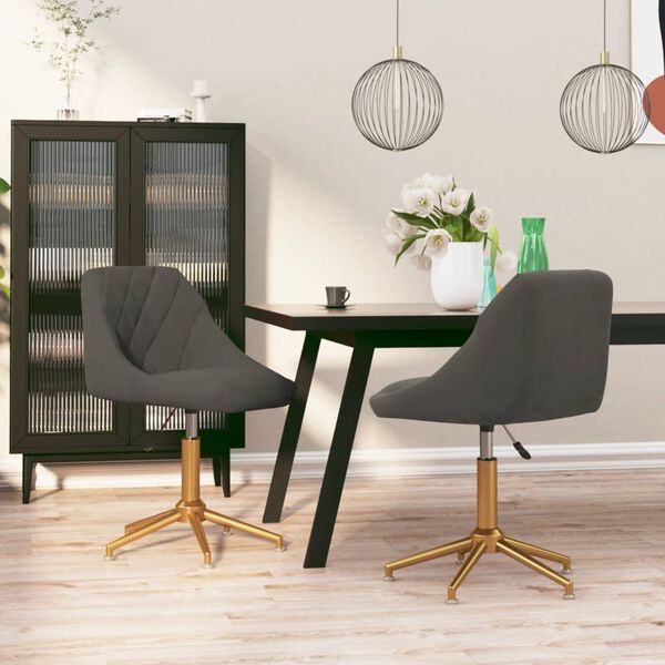 vidaXL Otočn&eacute; jed&aacute;lensk&eacute; stoličky 2 ks tmavosiv&eacute; zamatov&eacute;