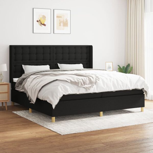vidaXL Boxspring posteľ s matracom čierna 200x200 cm l&aacute;tka