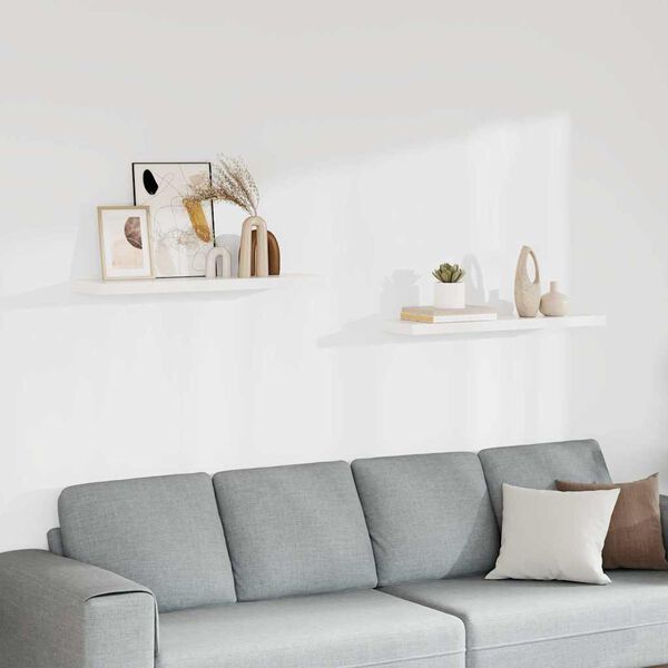 vidaXL Pl&aacute;vaj&uacute;ce n&aacute;stenn&eacute; police 2 ks, biele 90x23,5x3,8 cm, MDF