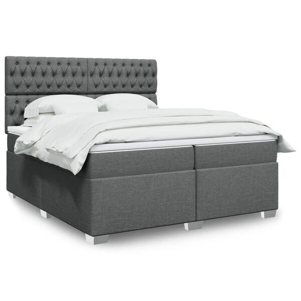 vidaXL Boxspring posteľ s matracom tmavosiv&aacute; 200x200 cm l&aacute;tka