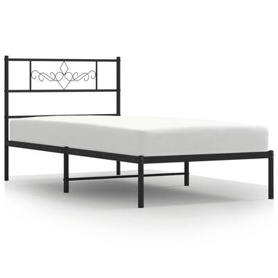 vidaXL Kovový rám postele s čelom čierny 75x190 cm