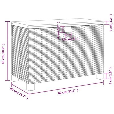 vidaXL Záhradný úložný box sivý 80x40x48 cm polyratan akáciové drevo