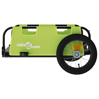 vidaXL Príves na bicykel, zelený, oxfordská látka, železo