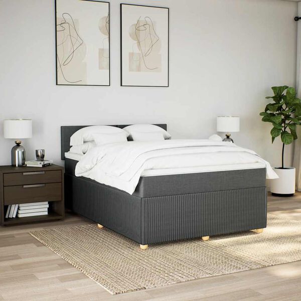 vidaXL Boxspring posteľ s matracom tmavosiv&aacute; 140x200 cm l&aacute;tka