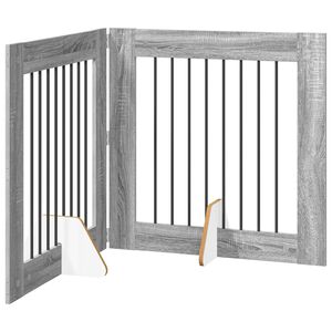 vidaXL Skladacia psia br&aacute;na so stojanmi 2 pcs Siv&aacute; sonoma 160,5 cm