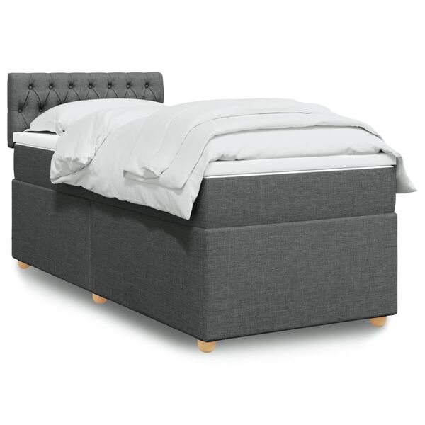 vidaXL Boxspring posteľ s matracom tmavosiv&aacute; 100x200 cm l&aacute;tka