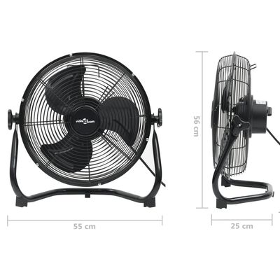 vidaXL Podlahový ventilátor 3 rýchlosti 55 cm 100 W čierny