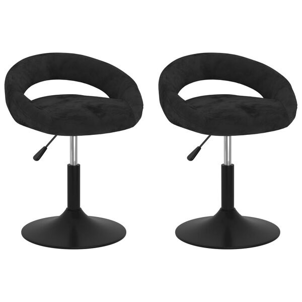 vidaXL Otočn&eacute; jed&aacute;lensk&eacute; stoličky 2 ks čierne zamatov&eacute;
