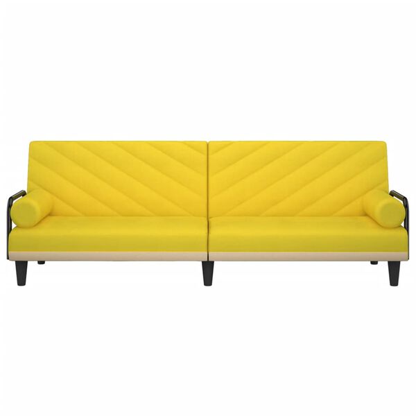 vidaXL Rozkladacia pohovka s opierkami na ruky bledožlt&aacute; l&aacute;tka