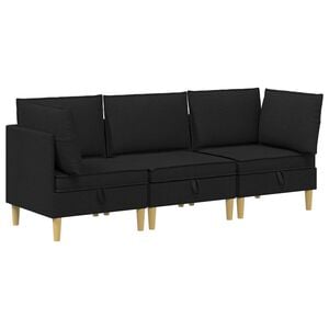 vidaXL Modul&aacute;rny pohovkov&yacute; set s &uacute;ložn&yacute;m priestorom 3 pcs Čierna L&aacute;tka