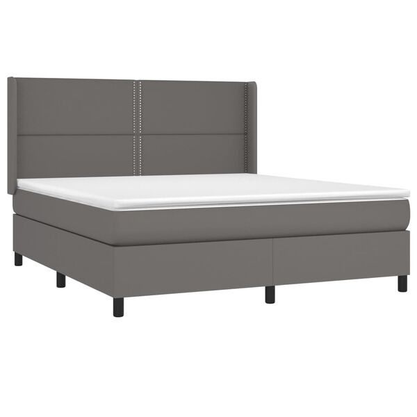 vidaXL Boxspring posteľ s matracom siv&aacute; 180x200 cm umel&aacute; koža