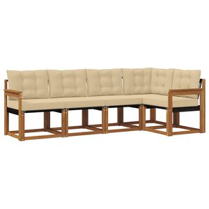 vidaXL Z&aacute;hradn&aacute; s&uacute;prava gaučov s vank&uacute;&scaron;om 5 pcs Pr&iacute;rodn&aacute; a b&eacute;žov&aacute;