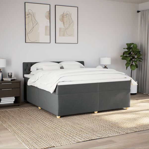 vidaXL Boxspring posteľ s matracom tmavosivá 200x200 cm látka