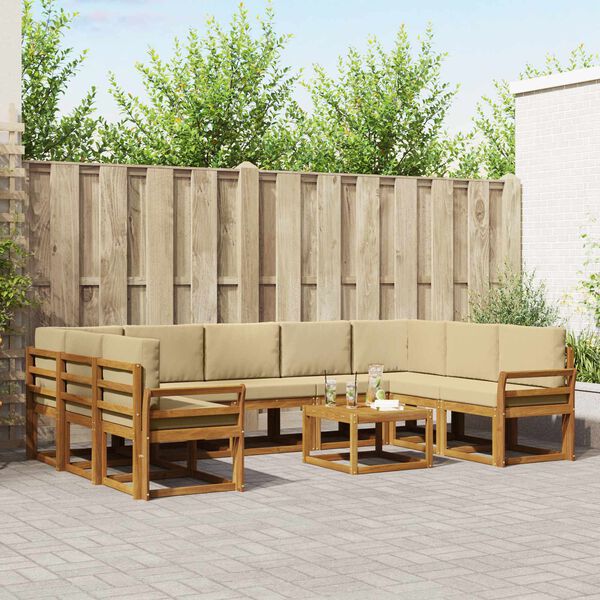 vidaXL Z&aacute;hradn&aacute; s&uacute;prava gaučov s vank&uacute;&scaron;om 10 pcs Pr&iacute;rodn&aacute; a b&eacute;žov&aacute;