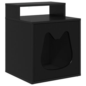 vidaXL Mačka Dom Čierna 42,5 x 40 x 53,5 cm Kompozitn&eacute; drevo