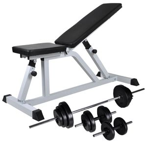 vidaXL Posilňovacia lavica so sadou činiek barbell a dumbbell 30,5 kg