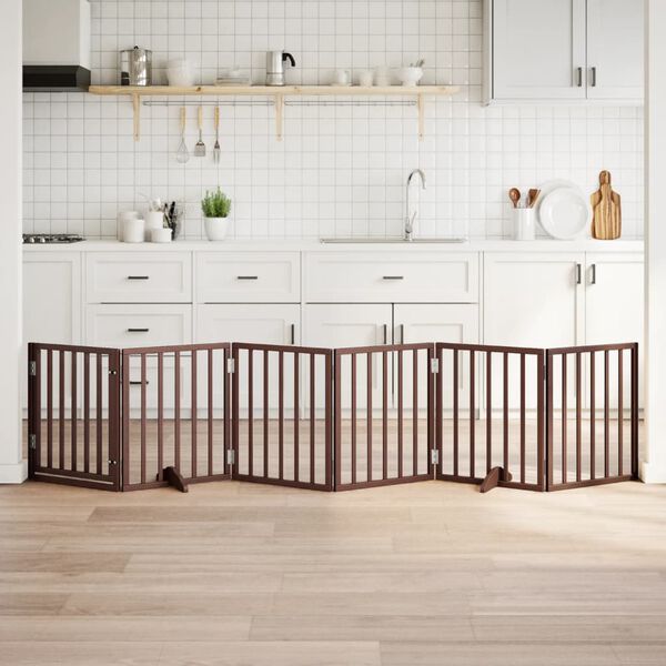 vidaXL Br&aacute;na pre psa s dverami sklad. 6pan. hned&aacute; 300cm topoľov&eacute; drevo