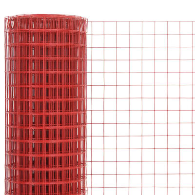 vidaXL Drôtené pletivo, oceľ potiahnutá PVC 10x0,5 m, červené