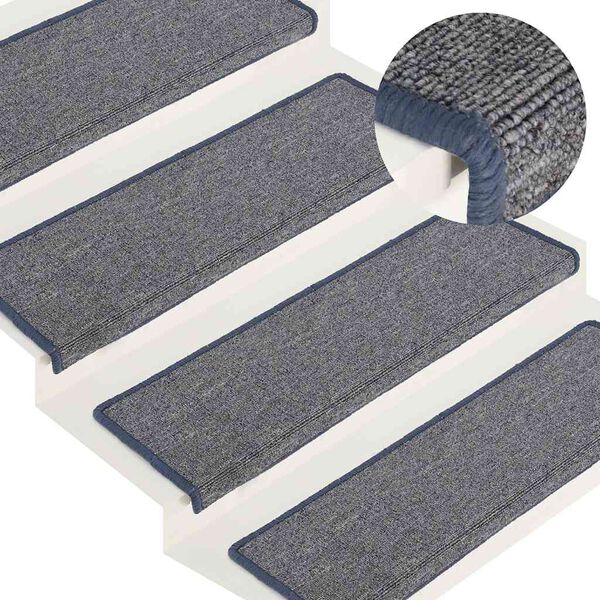 vidaXL Schodov&eacute; rohože 30 ks 65x21x4 cm svetlosiv&eacute; a modr&eacute; s obdĺžnikov&yacute;m okrajom