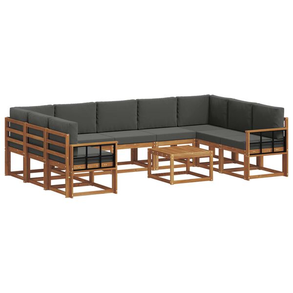 vidaXL Z&aacute;hradn&aacute; s&uacute;prava gaučov 10 pcs Pr&iacute;rodn&aacute; a antracitov&aacute;