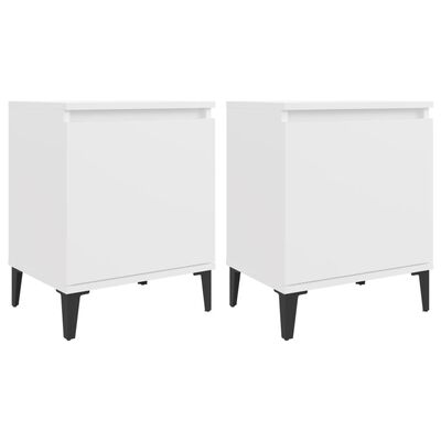 vidaXL Nočné stolíky, kovové nohy, biele 40x30x50 cm