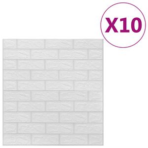 vidaXL 3D tapeta tehly samolepiaca 10 ks biela