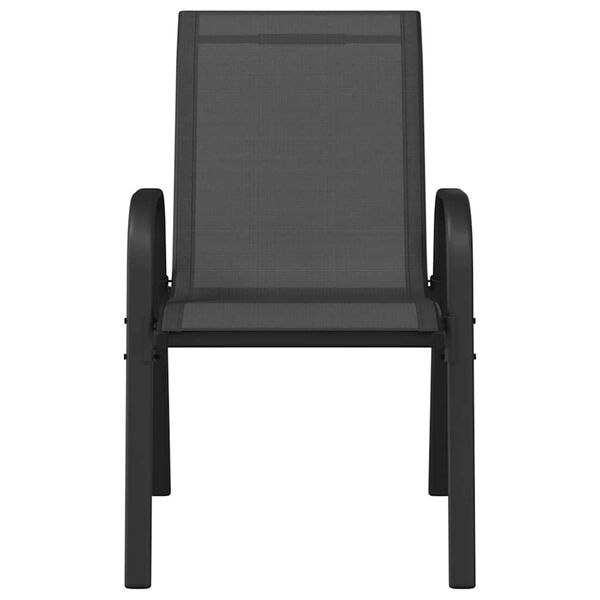 vidaXL Stohovateľn&eacute; z&aacute;hradn&eacute; stoličky 2 ks čierne textil&eacute;nov&aacute; l&aacute;tka