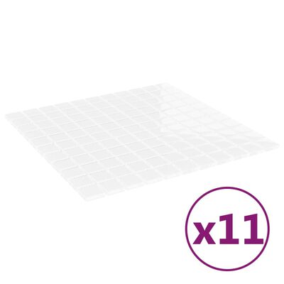 vidaXL Mozaikové dlaždice 11 ks, biele 30x30 cm, sklo