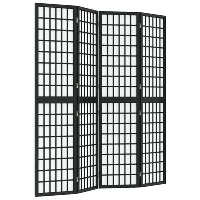 vidaXL Skladací paraván so 4 panelmi japonský štýl 160x170 cm čierny