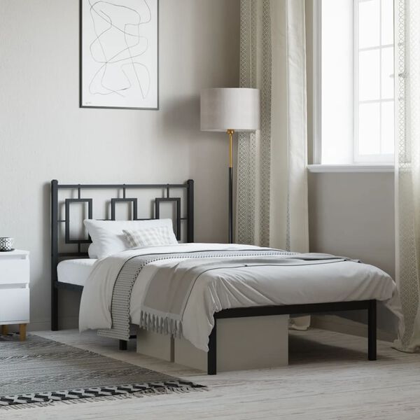 vidaXL Kovový rám postele s čelom čierny 90x200 cm