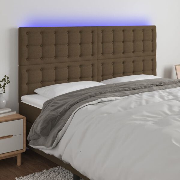 vidaXL Čelo postele s LED tmavohend&eacute; 160x5x118/128 cm l&aacute;tka