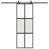 vidaXL Posuvn&eacute; dvere s kovan&iacute;m čierne 76x205 cm tvrden&eacute; sklo