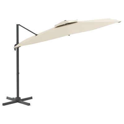 vidaXL Dvojitý konzolový dáždnik pieskovo biely 400x300 cm