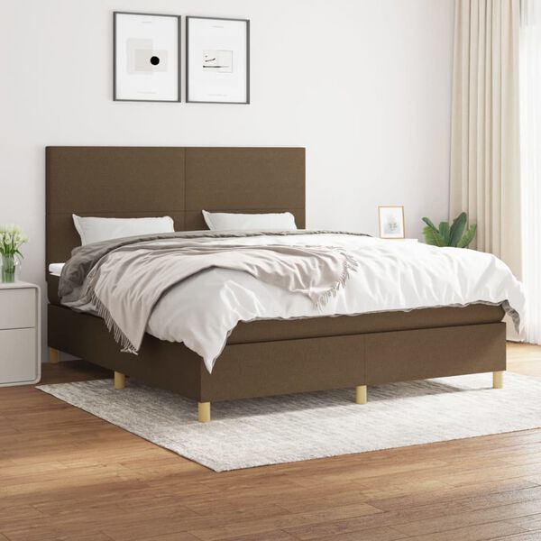 vidaXL Boxspring posteľ s matracom tmavohned&aacute; 160x200 cm l&aacute;tka
