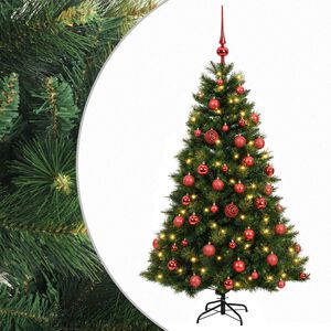 vidaXL Umel&yacute; vianočn&yacute; stromček s vianočn&yacute;mi guľami 150 cm 150 LED