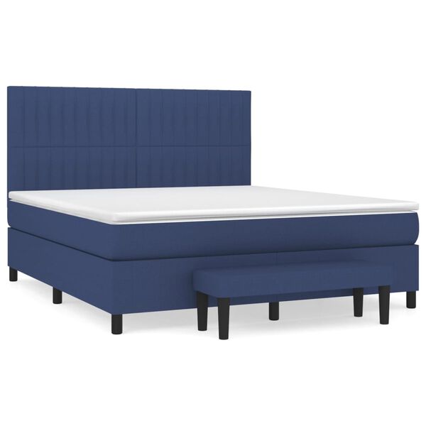 vidaXL Posteľn&yacute; r&aacute;m boxspring s matracom modr&yacute; 160x200 cm l&aacute;tka