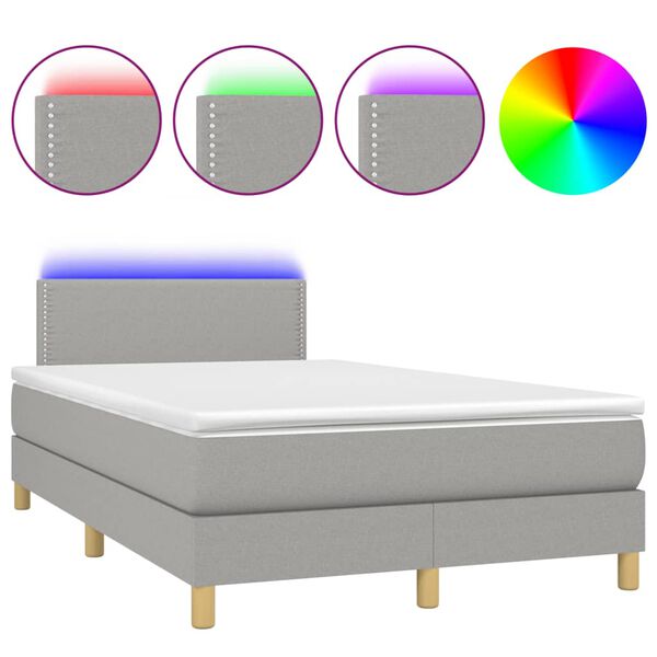 vidaXL Boxspring posteľ s matracom a LED, svetlosiv&aacute; 120x190 cm, l&aacute;tka