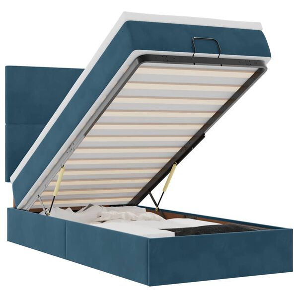 vidaXL Osmansk&yacute; r&aacute;m postele s matracmi tmavomodr&aacute; 80x200 cm zamat