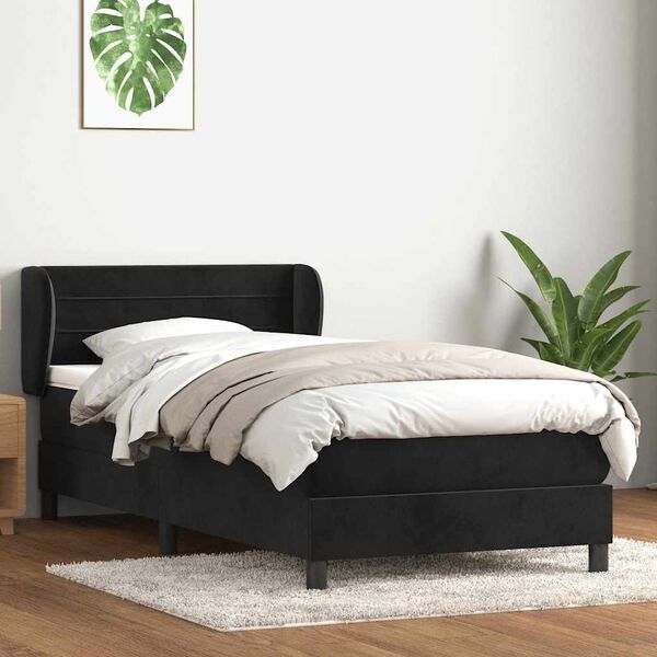 vidaXL Posteľn&yacute; r&aacute;m boxspring s matracom čierny 80x210 cm zamat