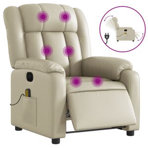 vidaXL Elektrick&eacute; mas&aacute;žne skl&aacute;pacie kreslo kr&eacute;mov&eacute; umel&aacute; koža